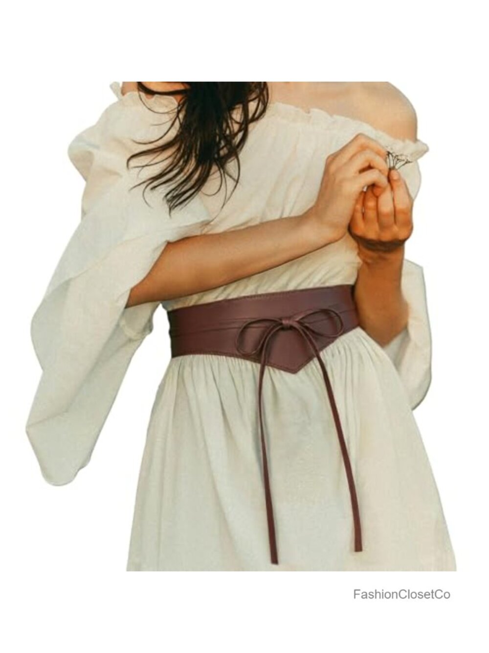 Wide PU Leather Obi Belt Renaissance Corset Lace-Up Costume Accessory